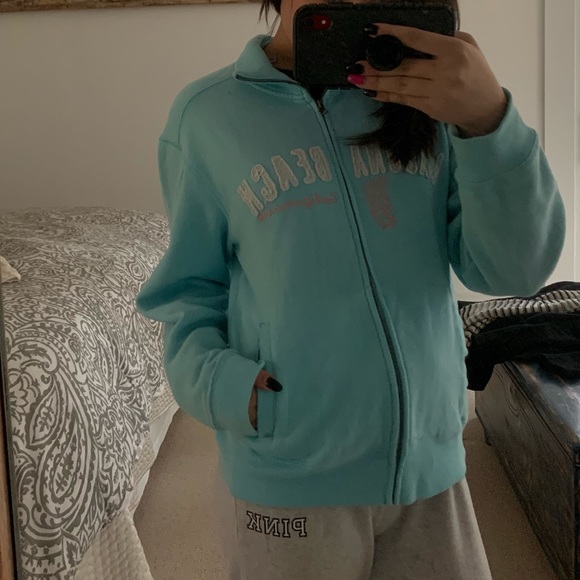 laguna beach blue zip up sweatshirt vsco - Picture 3 of 5